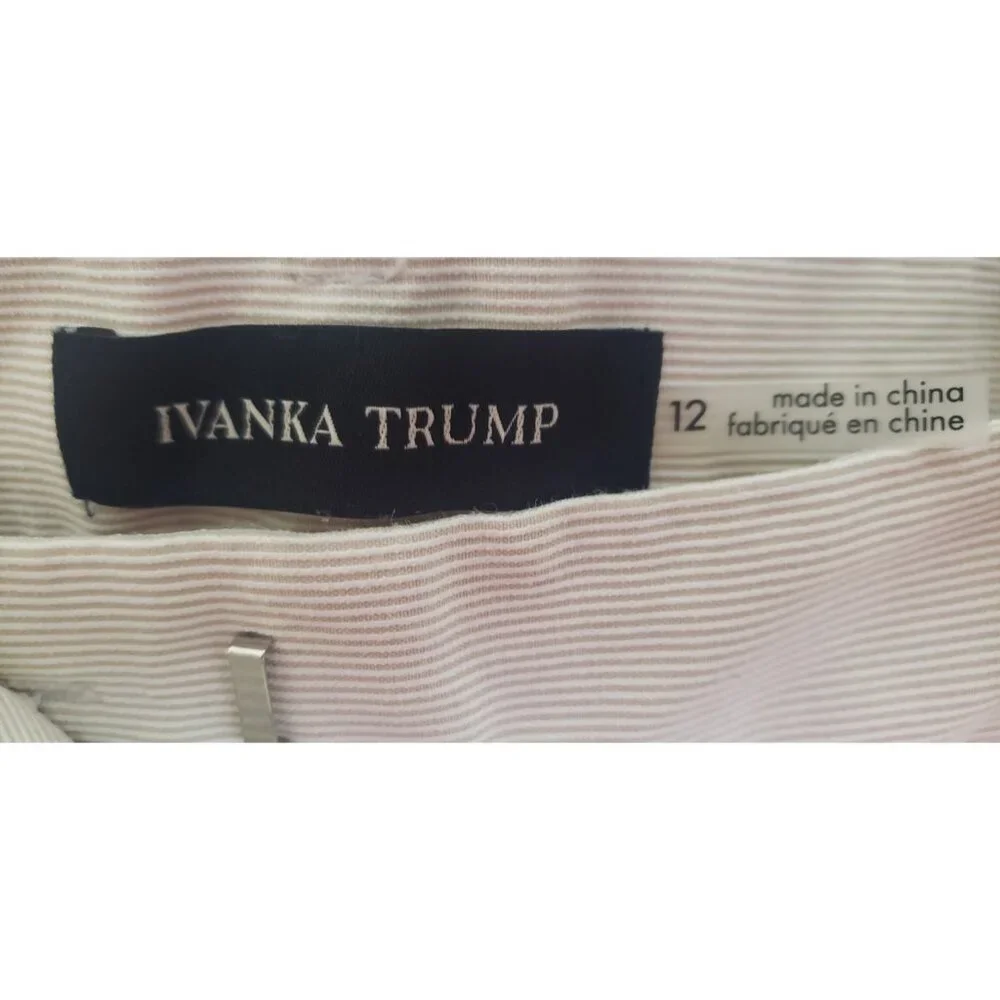 IVANKA TRUMP ANKLE-LENGTH  RIBBED TEXTURE BEIGE PANTS SZ 12 - Picture 6 of 8